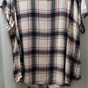 Torrid Plaid Shirt with Black, Pink, and Cream
